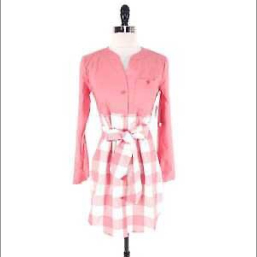 New Lauren James Pink Bow Plaid Dress